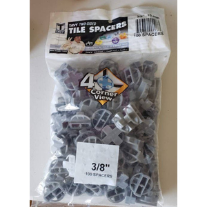 Tavy Tile Spacers Two Sided 3/8" 10mm with‎ 4 Corner View, 100 count bag